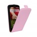 LG G2 mini - Genuine Leather Up Down Flip Protective Phone Cover Case - Pink